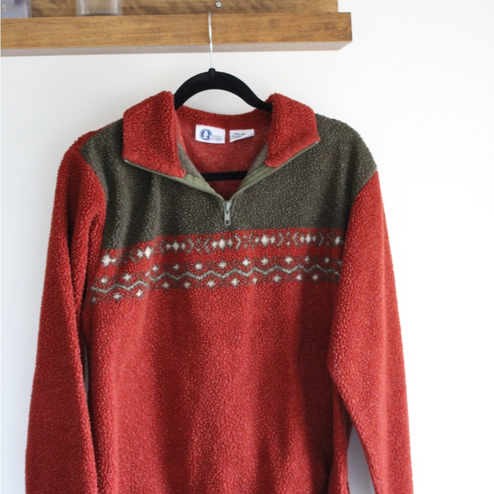 Burnt Orange and Green Sweater